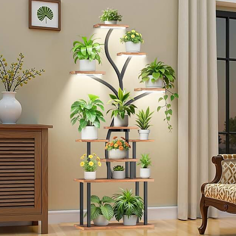 Multi-Tier Plant Stand with LED Lighting